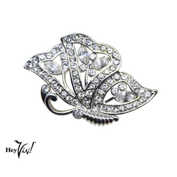 Vintage Stylized Rhinestone Butterfly 1" Pin Original Napier Gift Box - Hey Viv - Picture 5 of 6